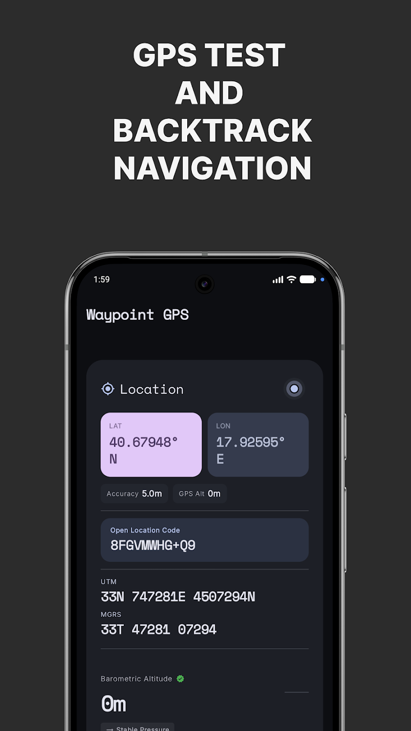 Waypoint: GPS Test & Backtrack screenshot
